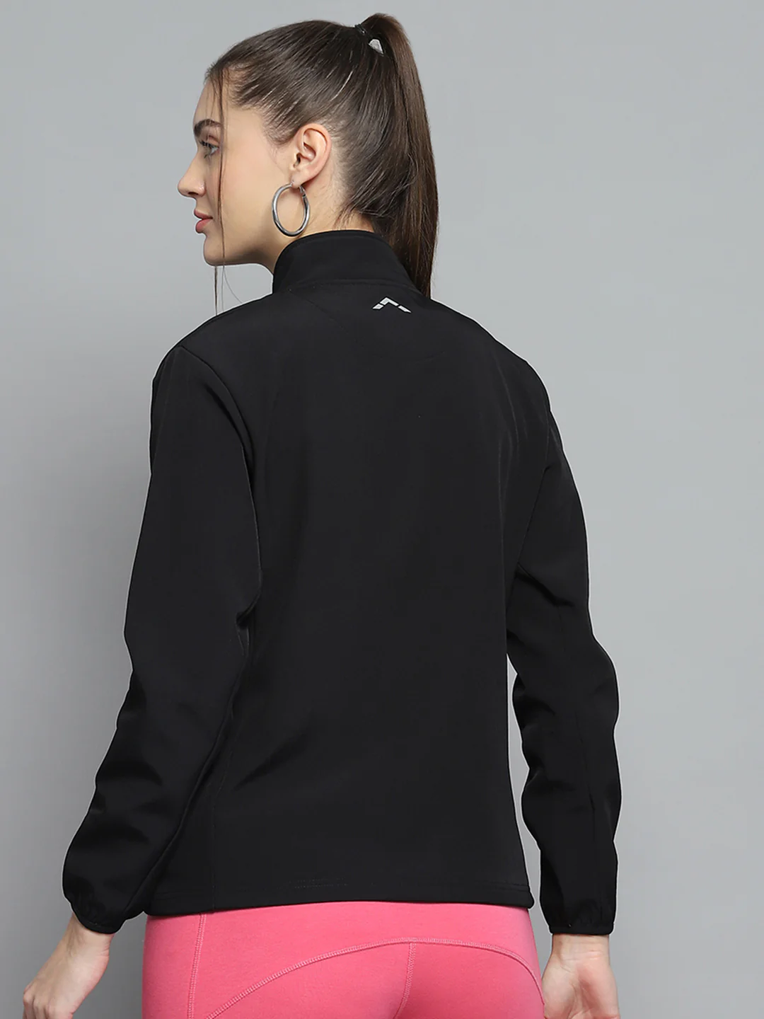 Rock.it Women Black Solid Mock Neck Full Sleeve Sweatshirt - Image 5