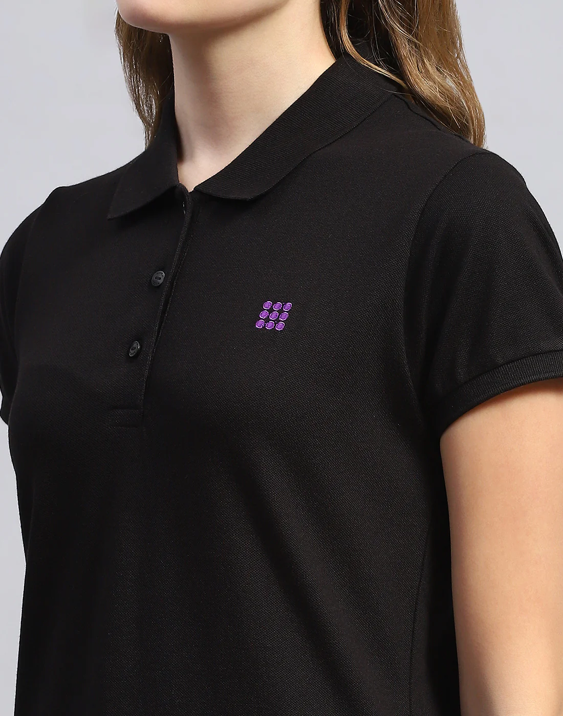 Rock.it Women Black Solid Polo Collar Half Sleeve T-Shirt - Image 6