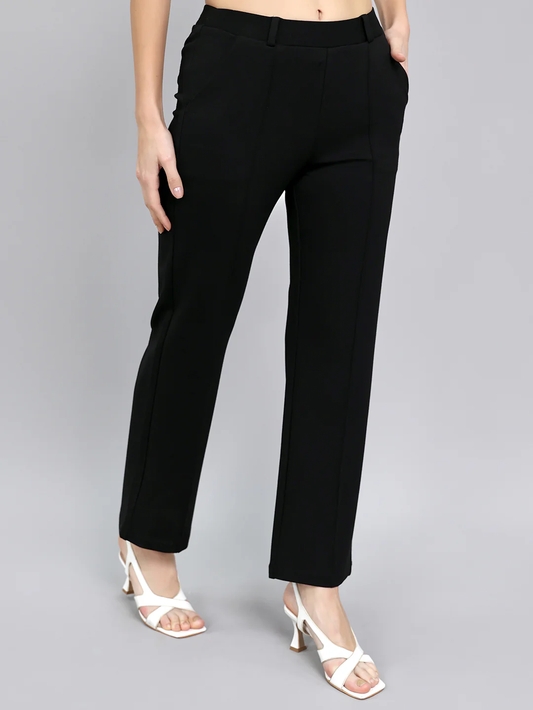 Women Black Solid Regular Fit Jegging - Image 3