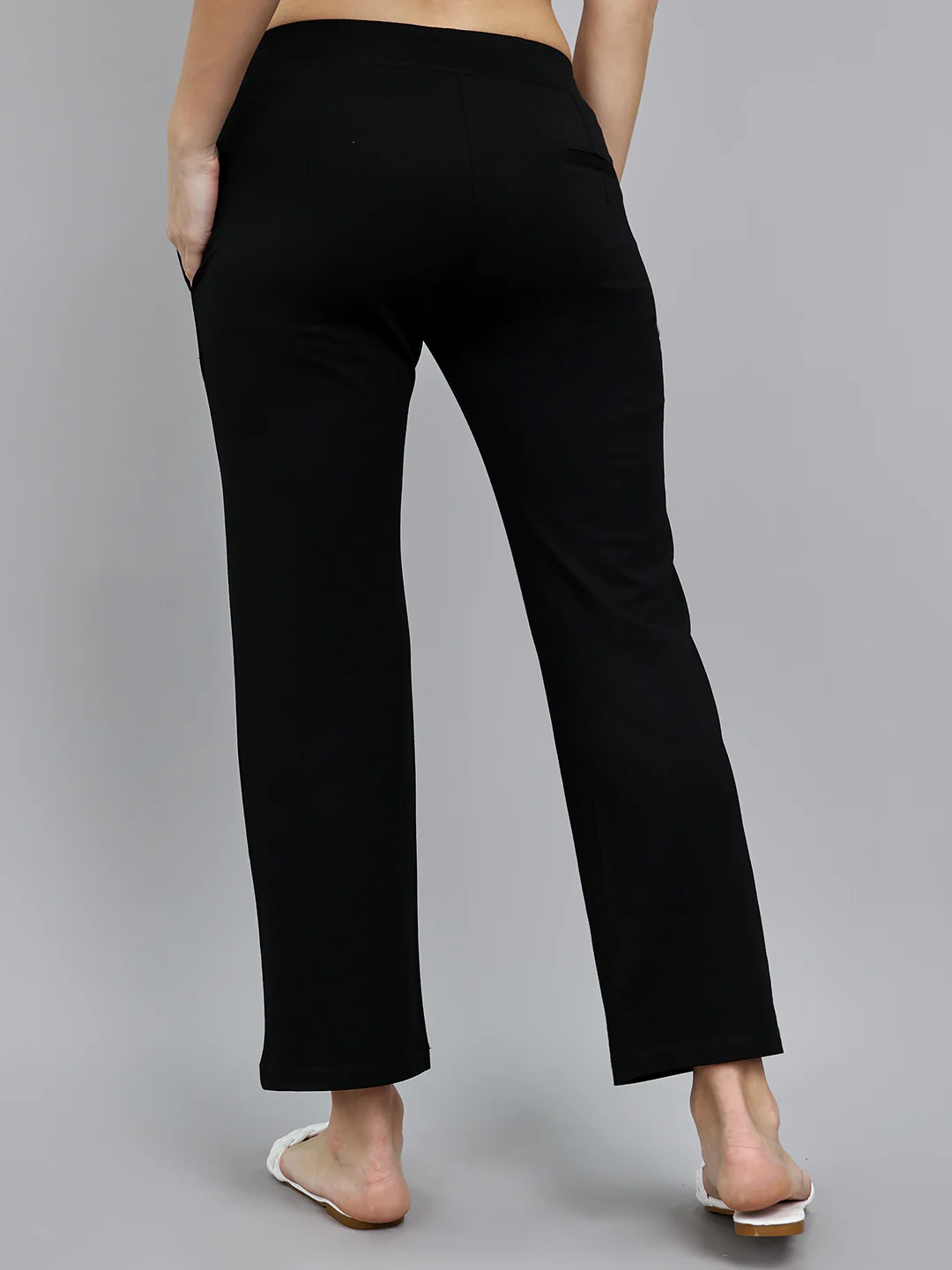 Women Black Solid Regular Fit Lower - Image 4