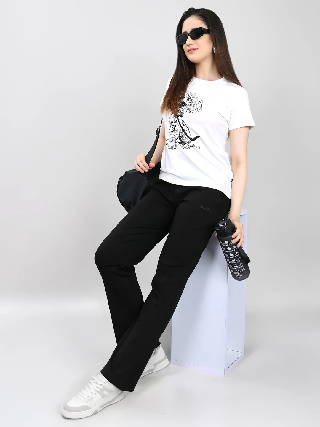 Women Black Solid Regular Fit Lower - Image 6