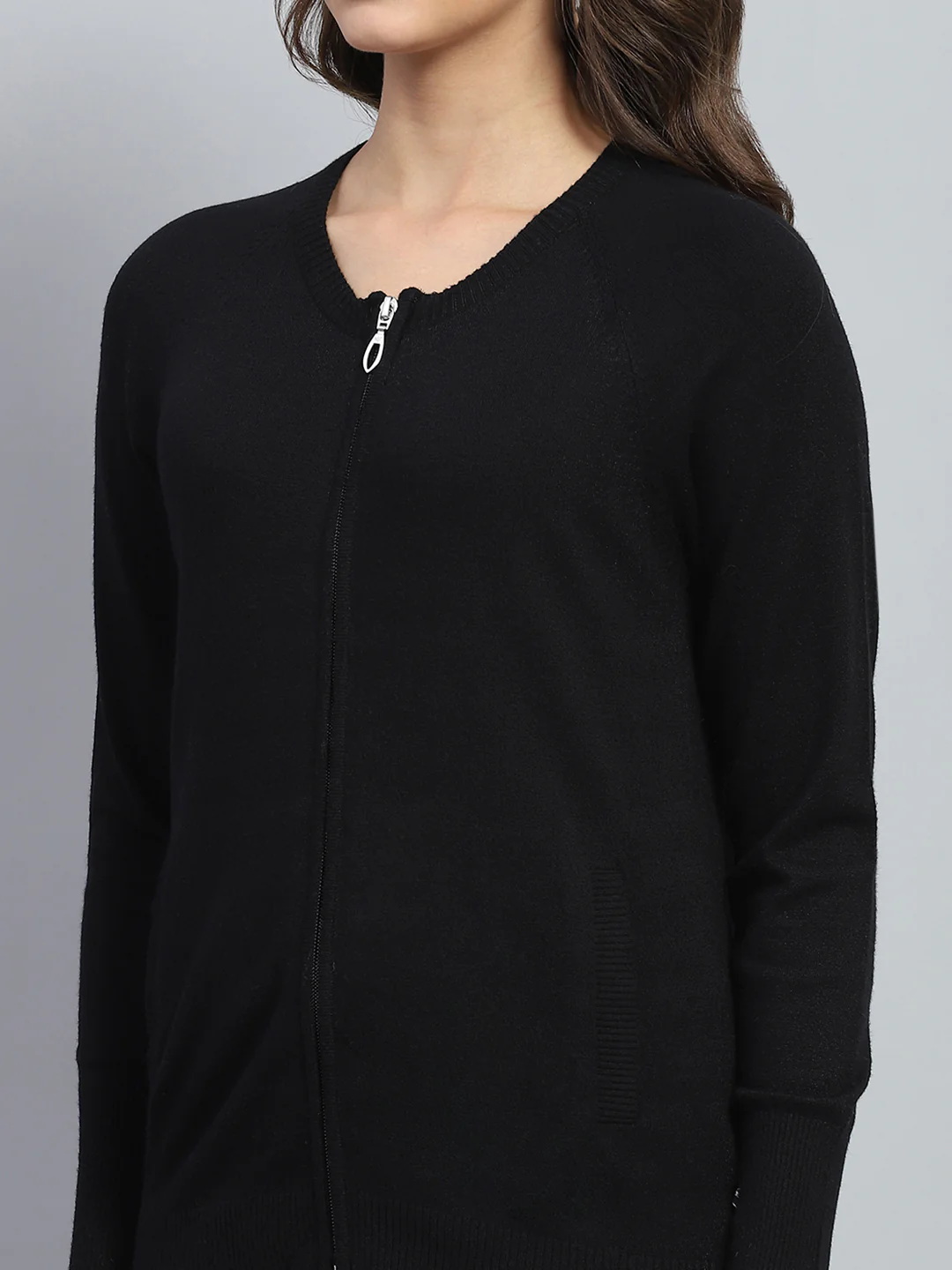 Women Black Solid Round Neck Full Sleeve Pullover - Image 6