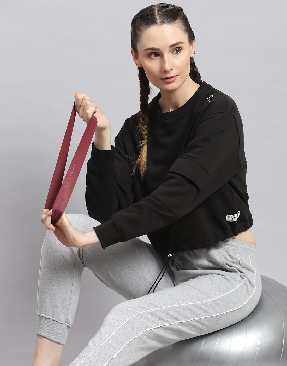 Rock.it Women Black Solid Round Neck Full Sleeve Sweatshirt - Image 6