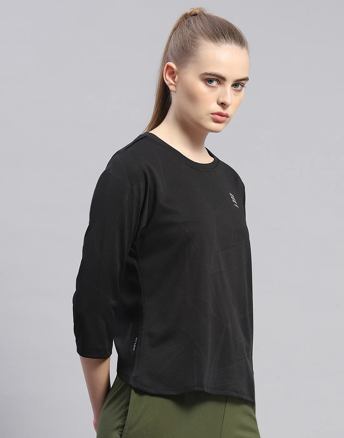 Rock.it Women Black Solid Round Neck Half Sleeve Top - Image 5
