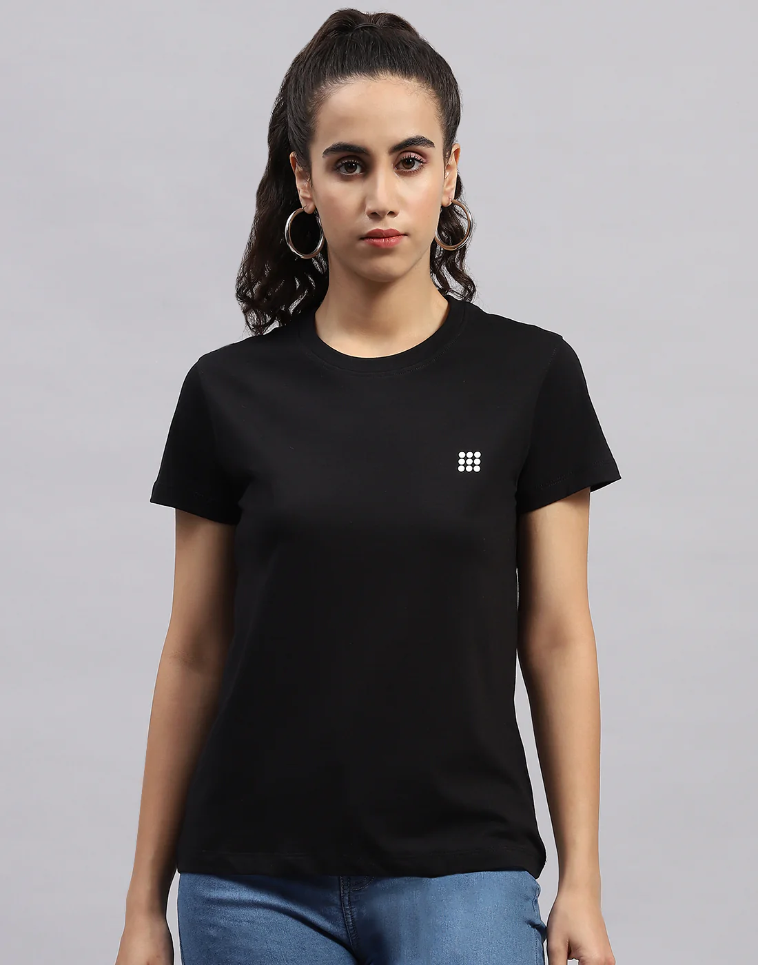 Rock.it Women Black Solid Round Neck Half Sleeve Top - Image 3