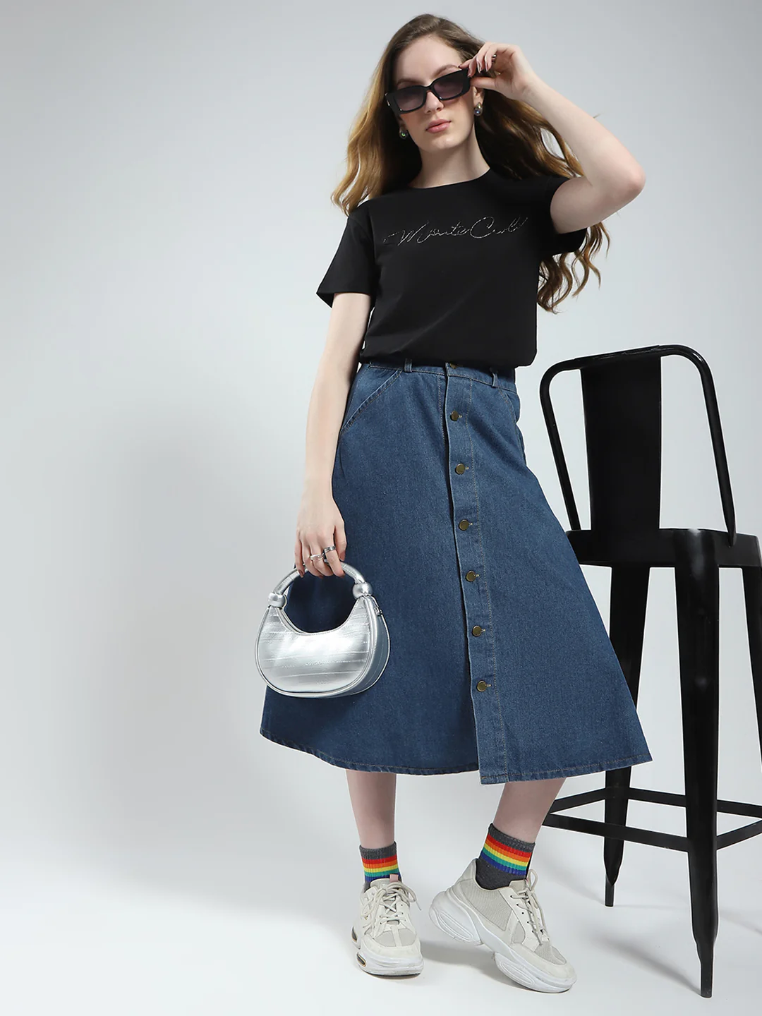 Women Black Solid Round Neck Half Sleeve Top - Image 2