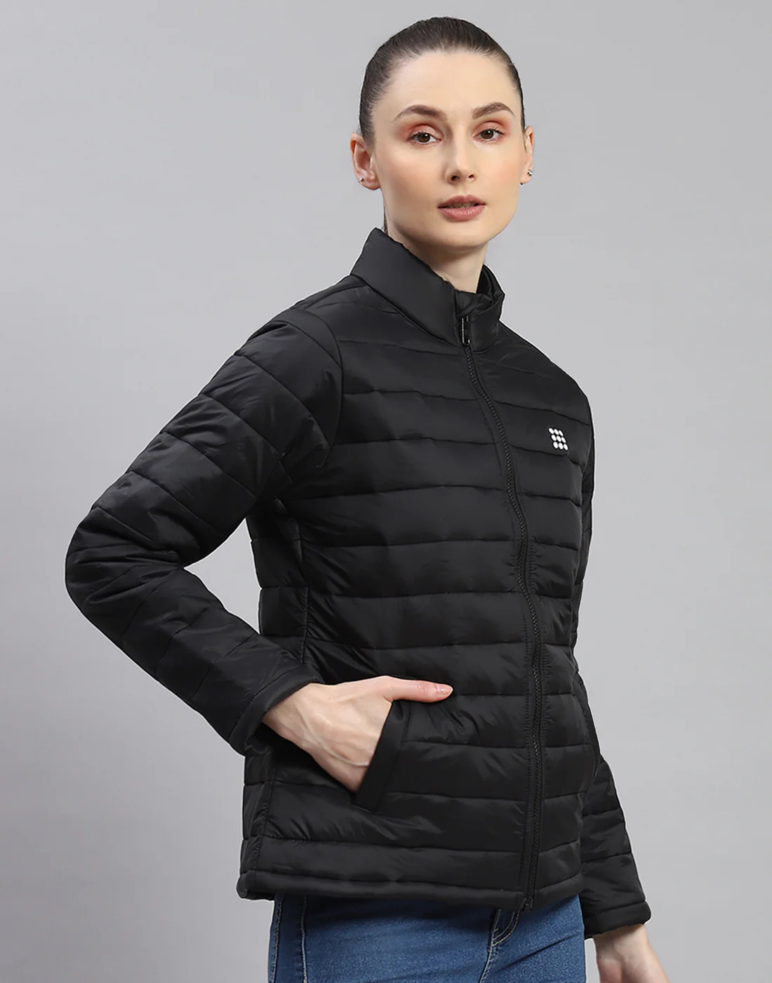 Rock.it Women Black Solid Stand Collar Full Sleeve Jacket - Image 4
