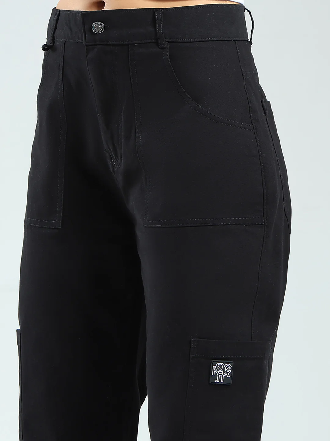 Rock.it Women Black Solid Straight Fit Cargo - Image 6