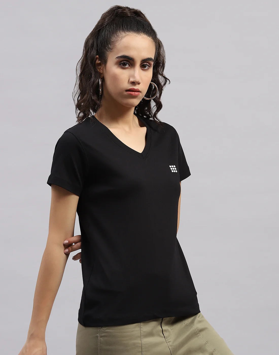 Rock.it Women Black Solid V Neck Half Sleeve Top - Image 4