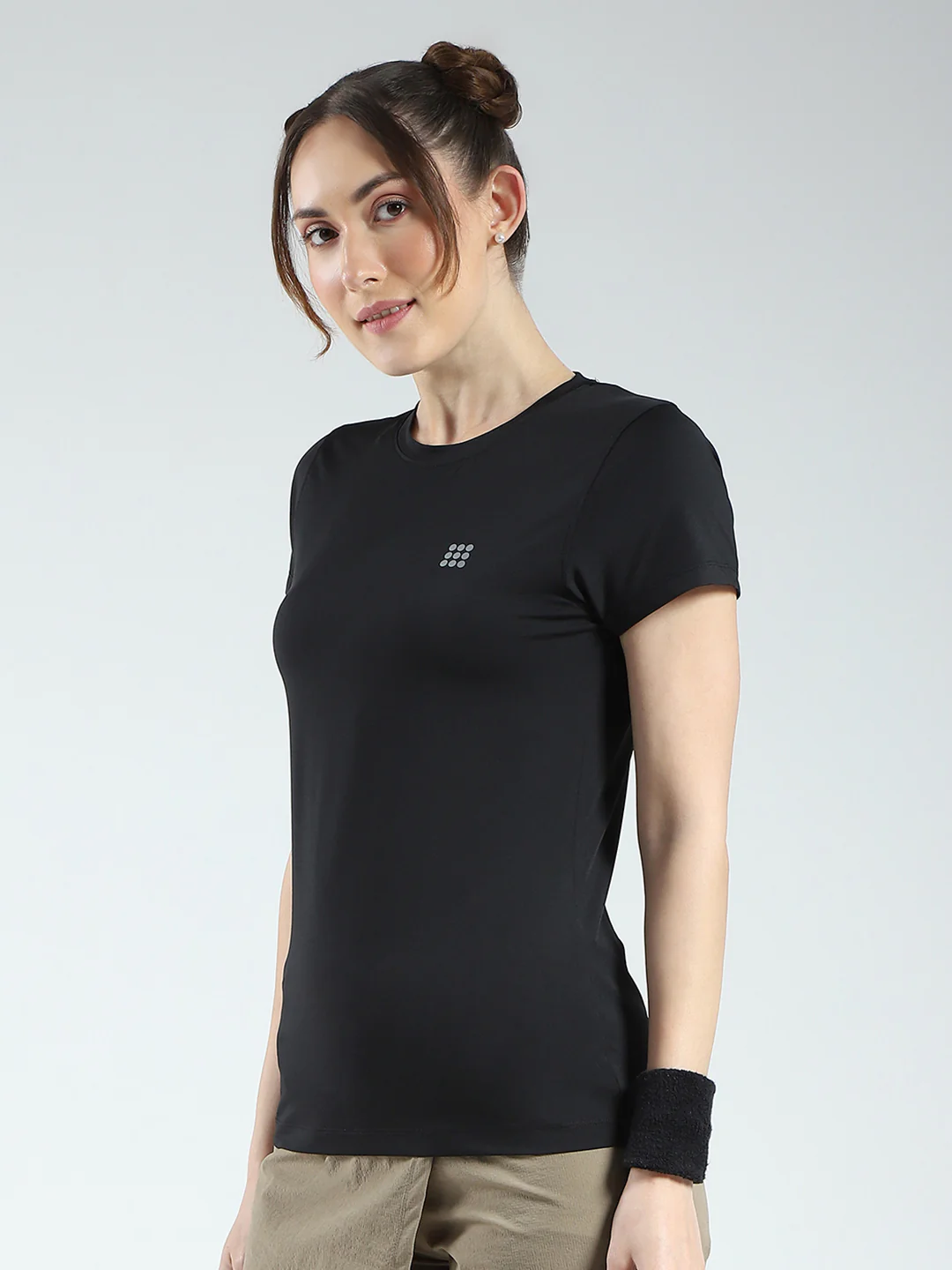 Rock.it Women Black Solid Round Neck Half Sleeve Top - Image 3