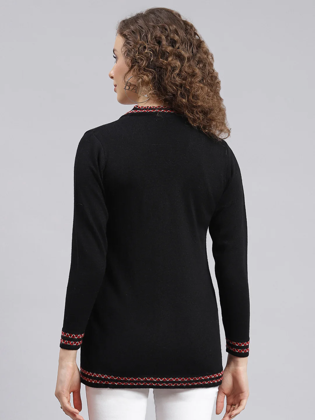 Women Black Solid Wool blend Cardigan - Image 4
