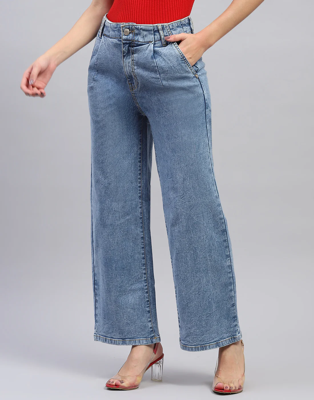 Women Blue Heavy Wash Regular Fit Denim - Image 3