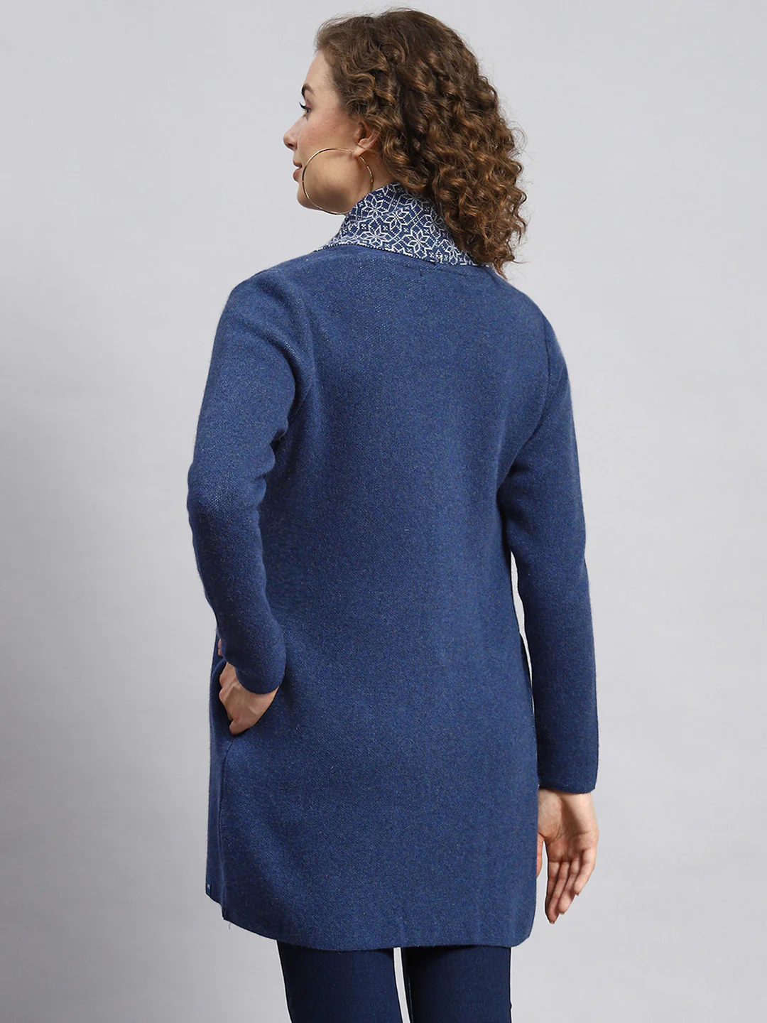 Women Blue Jaquard Cardigan - Image 6