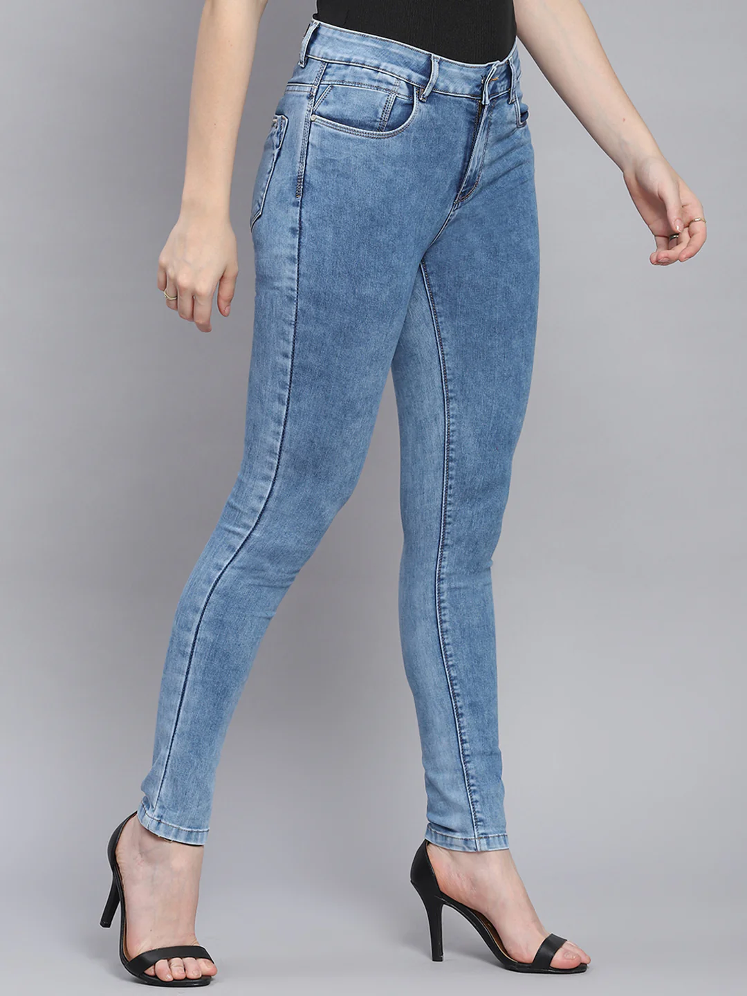 Women Blue Light Wash Regular Fit Denims - Image 4