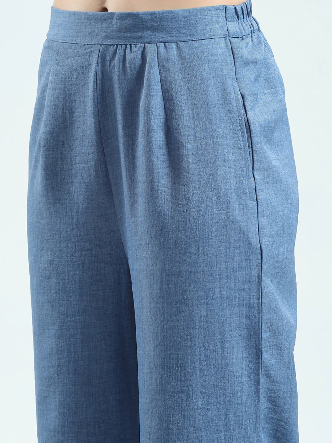 Women Blue Printed Collar 3/4th Sleeve Cords Set - Image 8