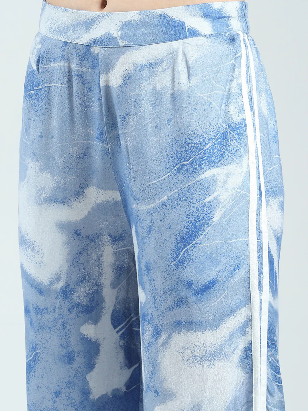 Women Blue Printed Collar Full Sleeve Cords Set - Image 9