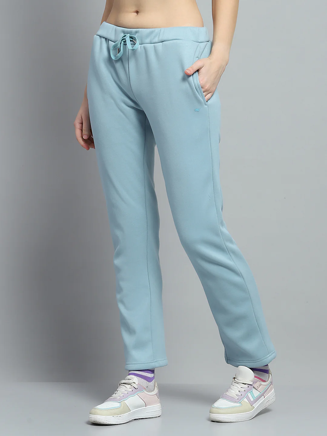Women Blue Printed Mock Neck Full Sleeve Tracksuit - Image 7