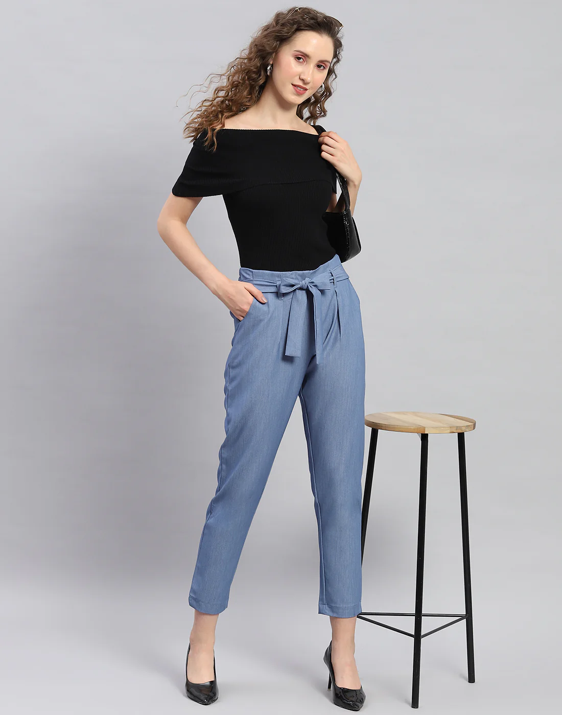 Women Blue Printed Regular Fit Lower - Image 2