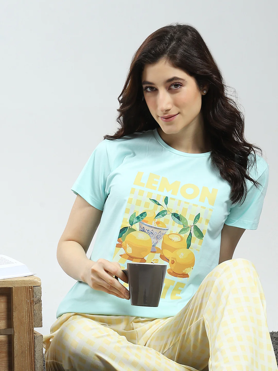 Women Blue Printed Round Neck Half Sleeve Combo 3Pc Set (T-Shirt, Shorts & Lower) - Image 2