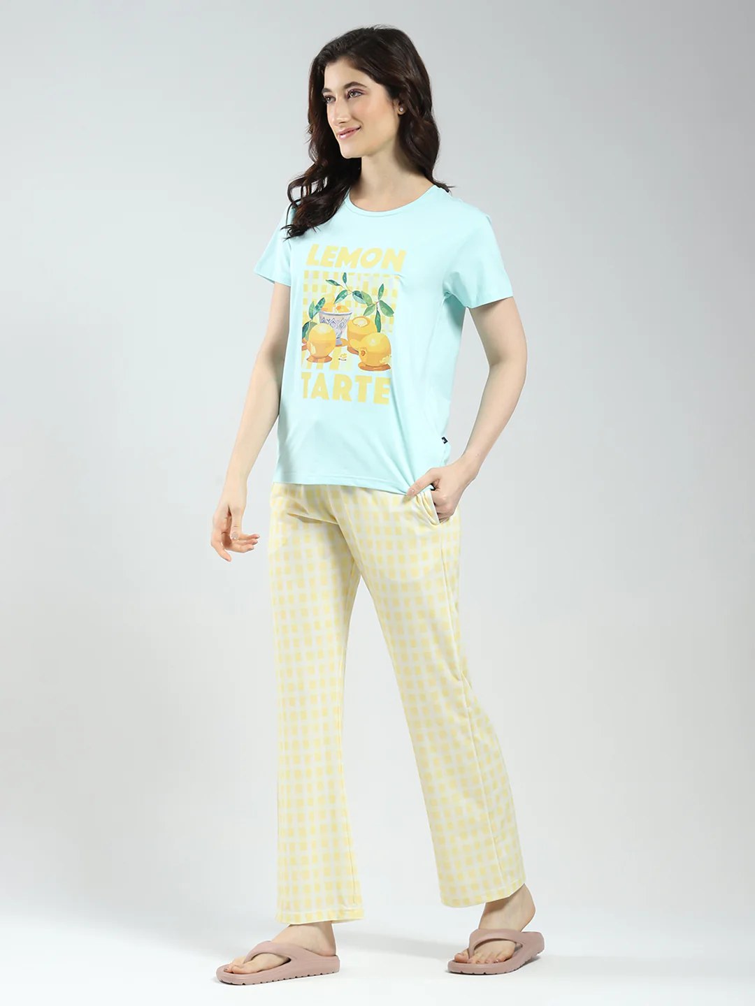 Women Blue Printed Round Neck Half Sleeve Combo 3Pc Set (T-Shirt, Shorts & Lower) - Image 5