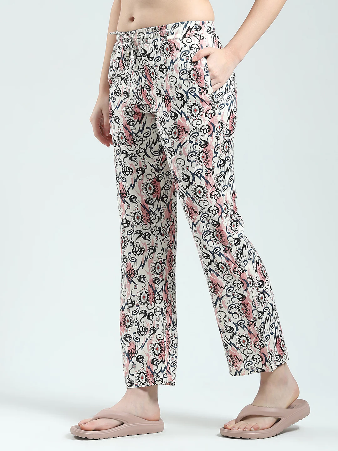 Women Blue Printed Round Neck Half Sleeve Lower Set - Image 7
