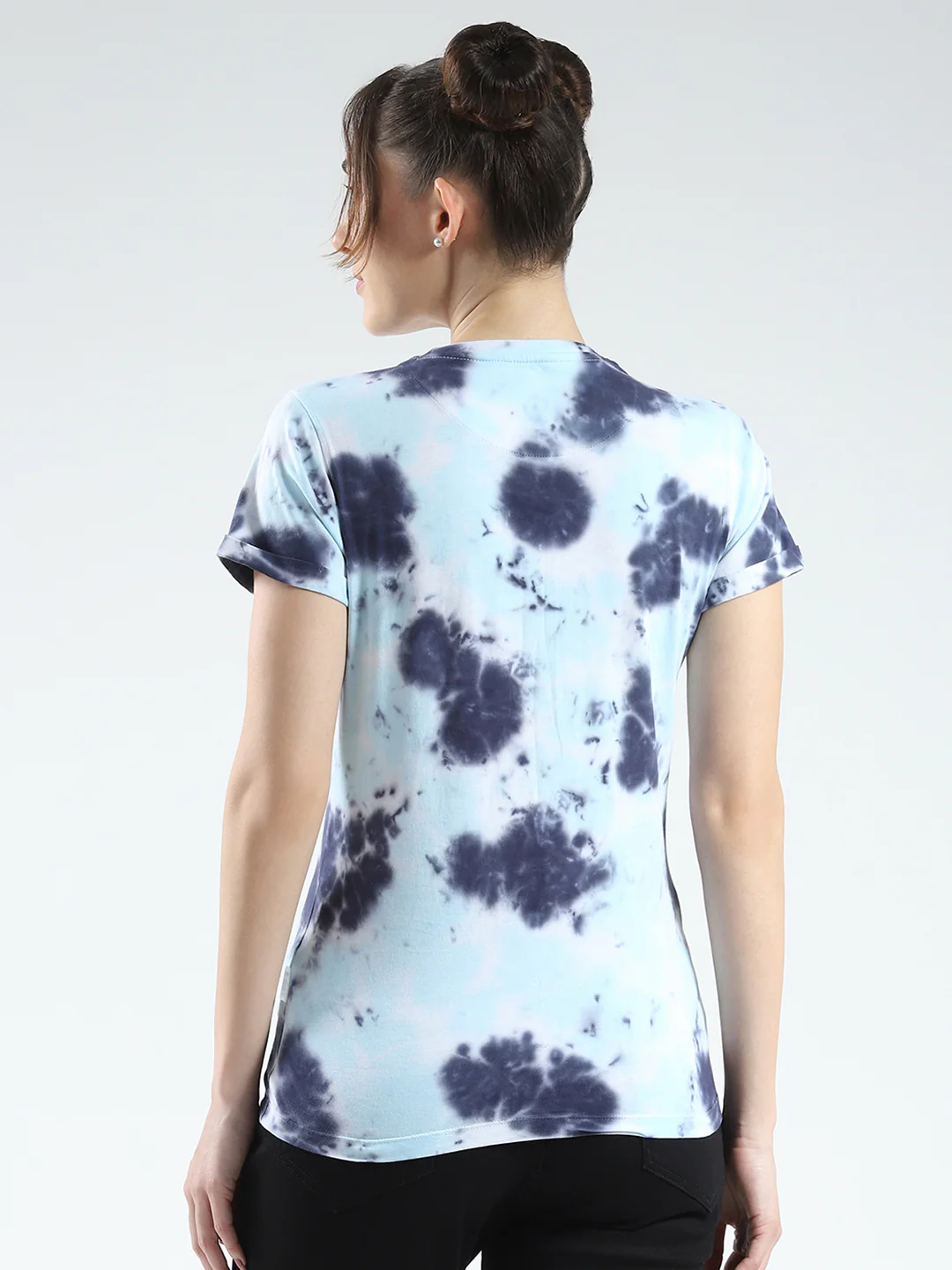 Rock.it Women Blue Printed Round Neck Half Sleeve Top - Image 5
