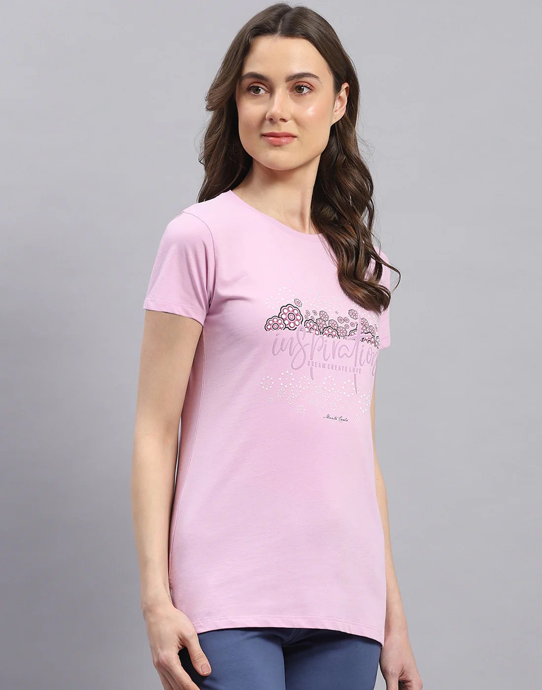 Women Blue & Purple Printed Round Neck Half Sleeve Top 2 Pc Set - Image 5