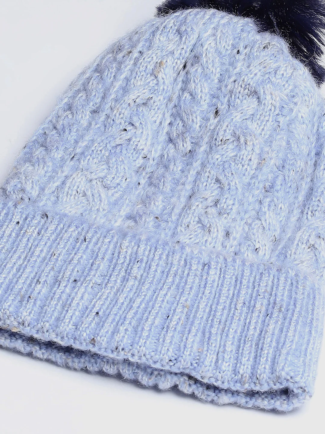 Women Blue Self Design Blend Wool Cap - Image 7