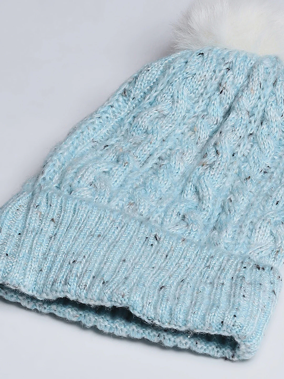 Women Blue Self Design Blend Wool Cap - Image 7