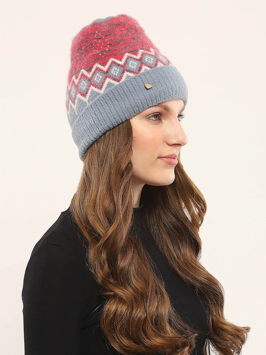 Women Blue Self Design Cap - Image 4