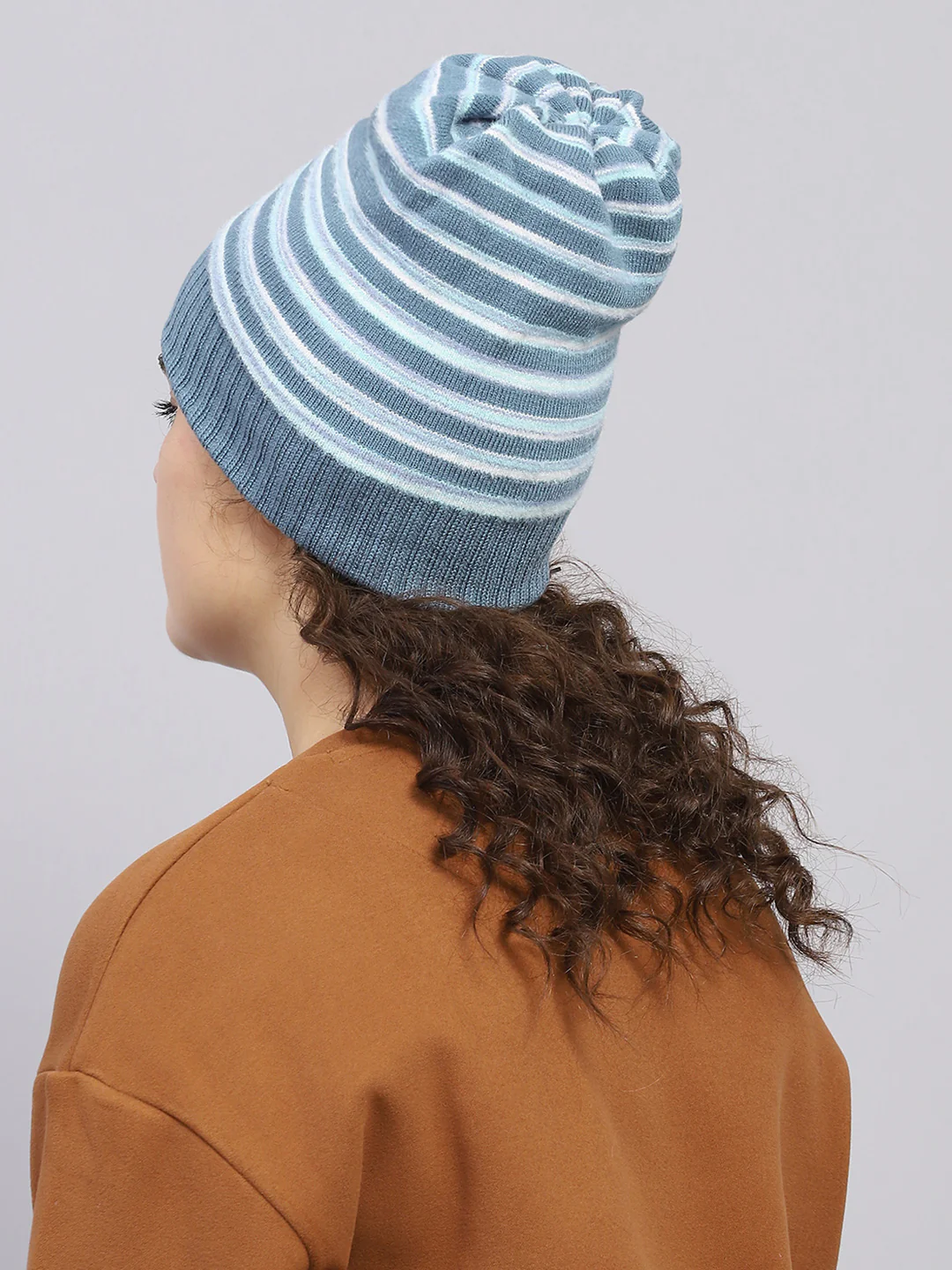 Women Blue Self Design Cap - Image 5