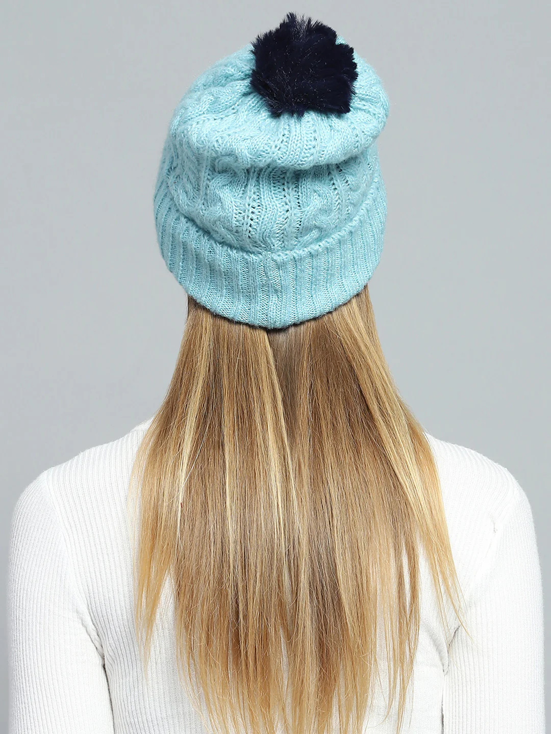 Women Blue Self Design Cap - Image 5