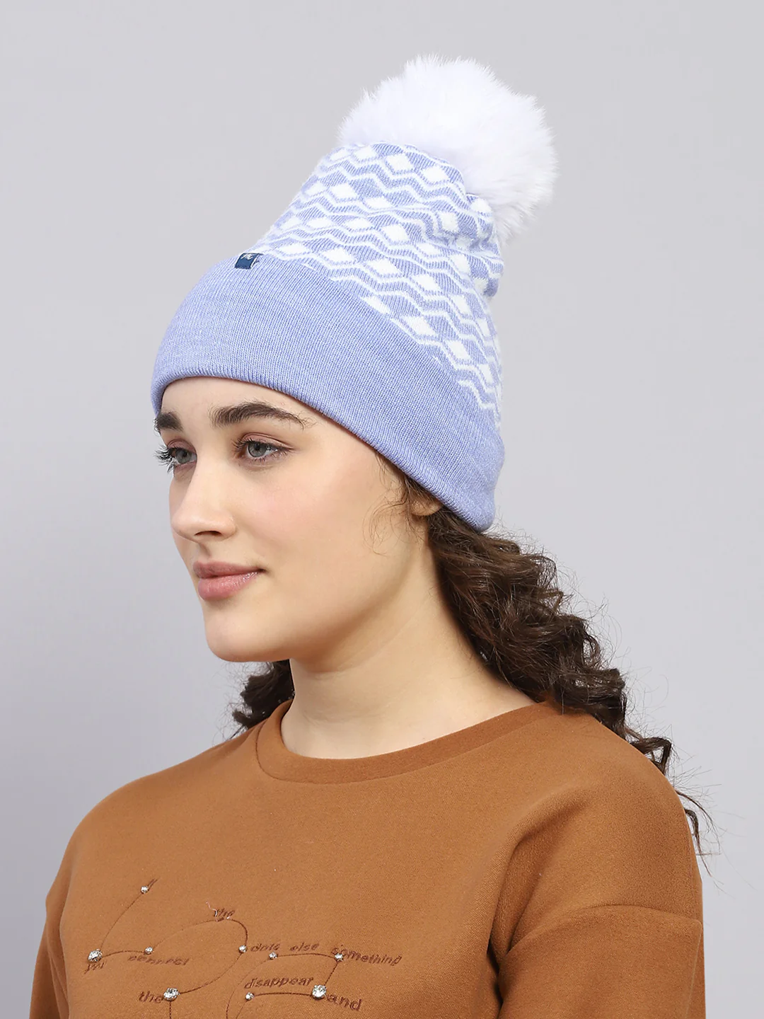 Women Blue Self Design Cap - Image 3