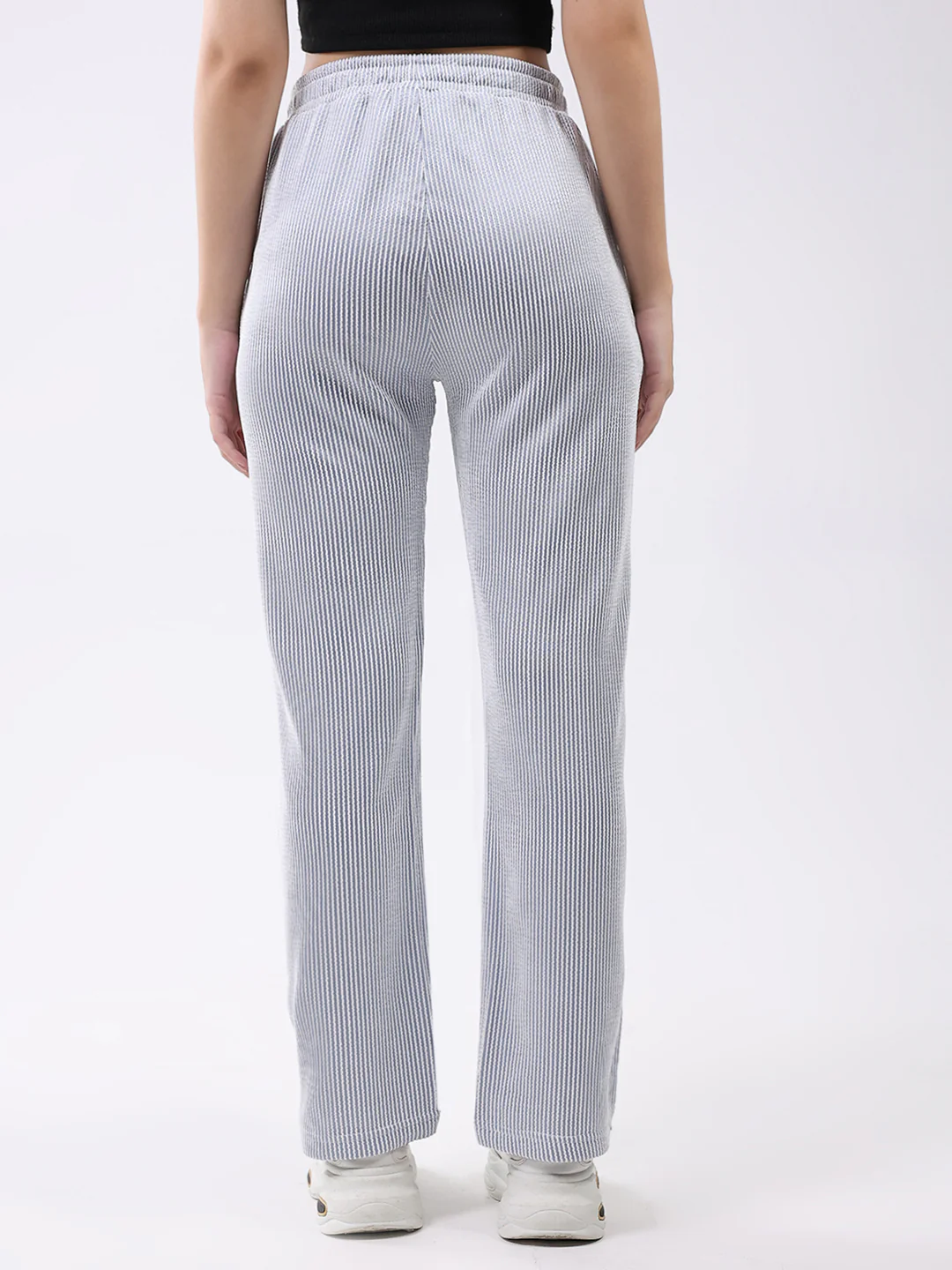 Women Blue Self Design Regular Fit Winte Lower - Image 5