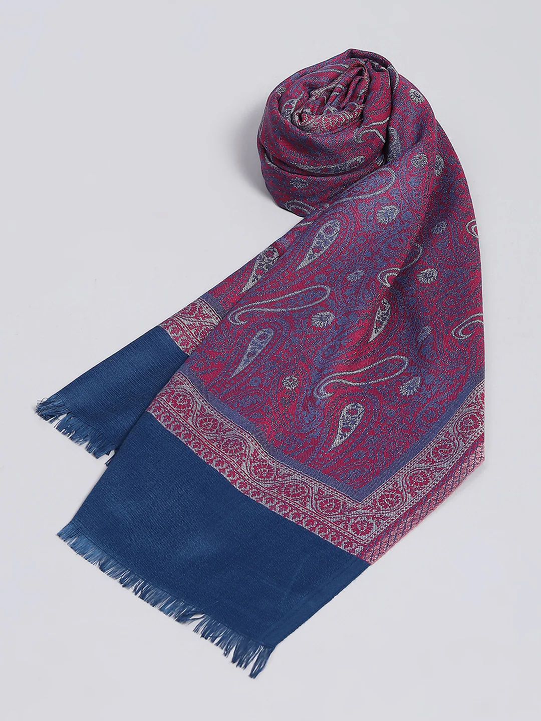 Women Blue Self Design Stole - Image 6