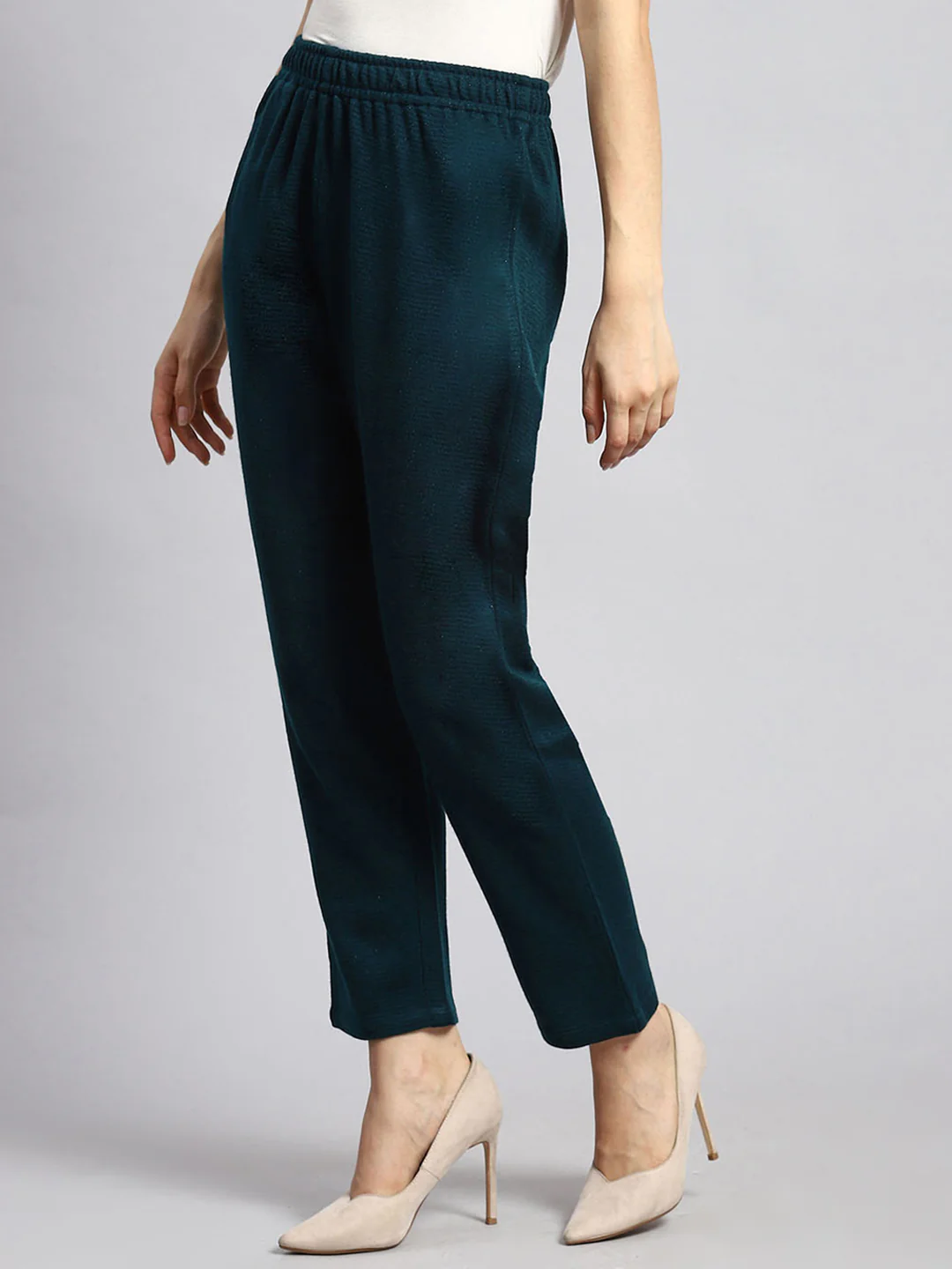 Women Blue Self Winter Lower - Image 4