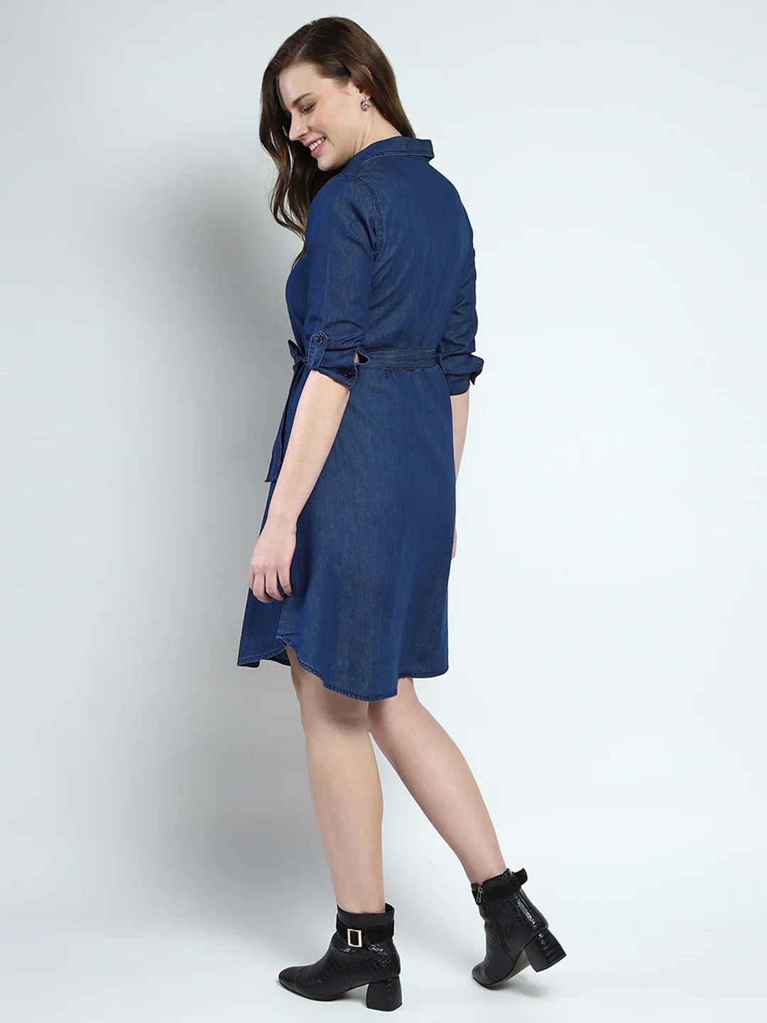 Women Blue Solid Collar 3/4th Sleeve Tunic - Image 5