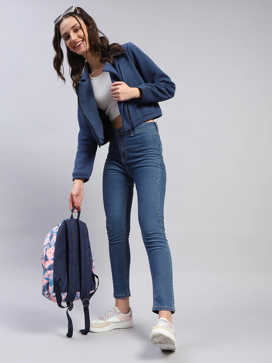 Rock.it Women Blue Solid Collar Full Sleeve Jacket - Image 2