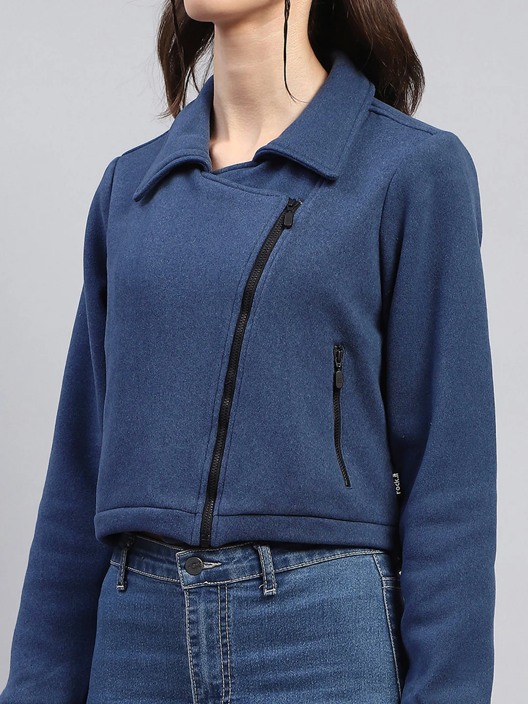 Rock.it Women Blue Solid Collar Full Sleeve Jacket - Image 7
