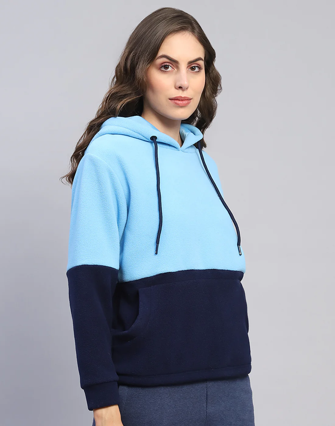 Rock.it Women Blue Solid Hooded Full Sleeve Sweatshirt - Image 4