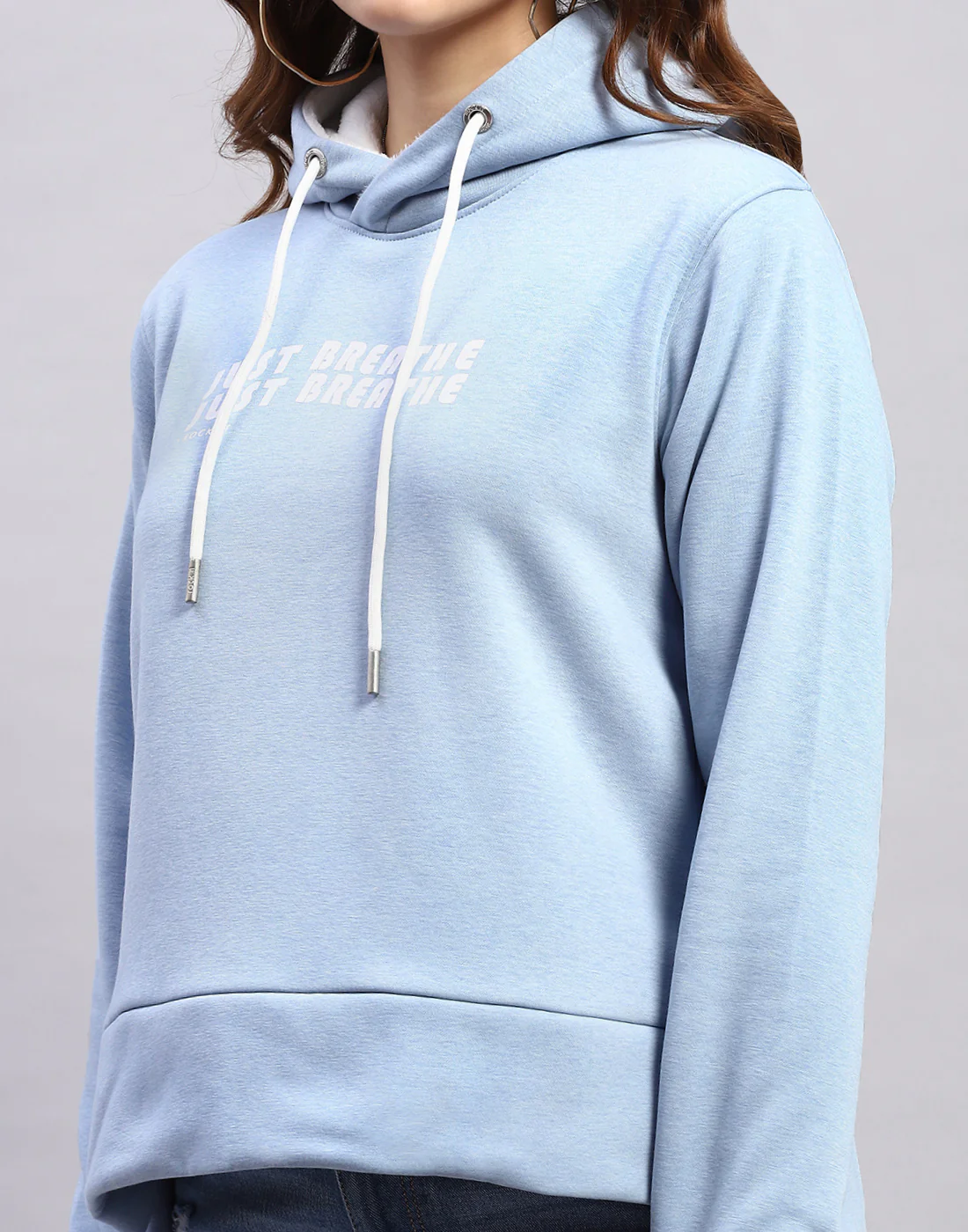 Rock.it Women Blue Solid Hooded Full Sleeve Sweatshirt - Image 7