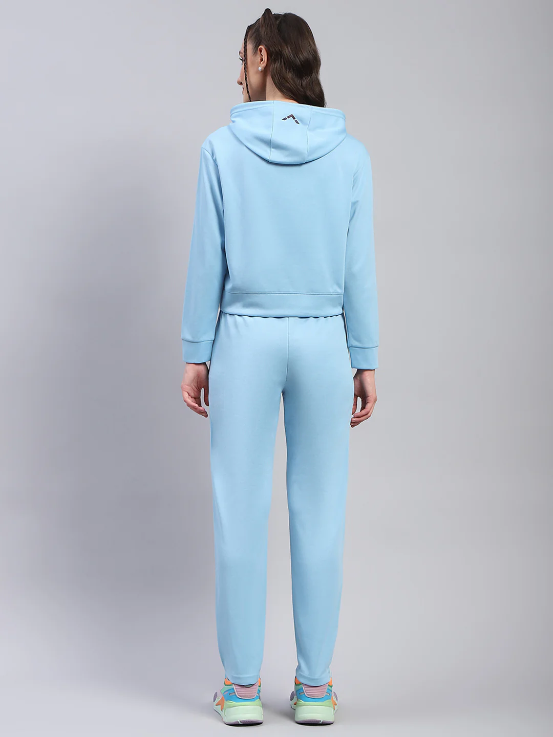Rock.it Women Blue Solid Hooded Full Sleeve Tracksuit - Image 5