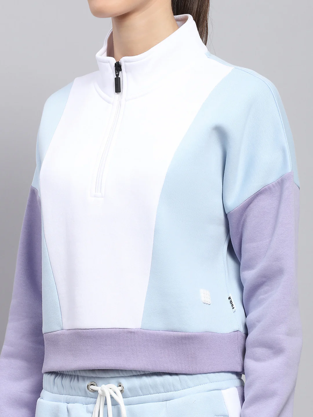 Rock.it Women Blue Solid Mock Neck Full Sleeve Tracksuit - Image 7