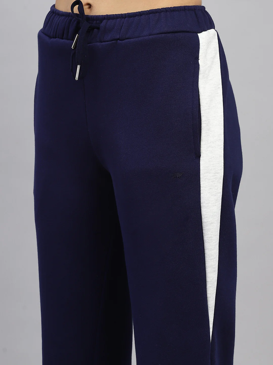 Women Blue Solid Mock Neck Full Sleeve Tracksuit - Image 8
