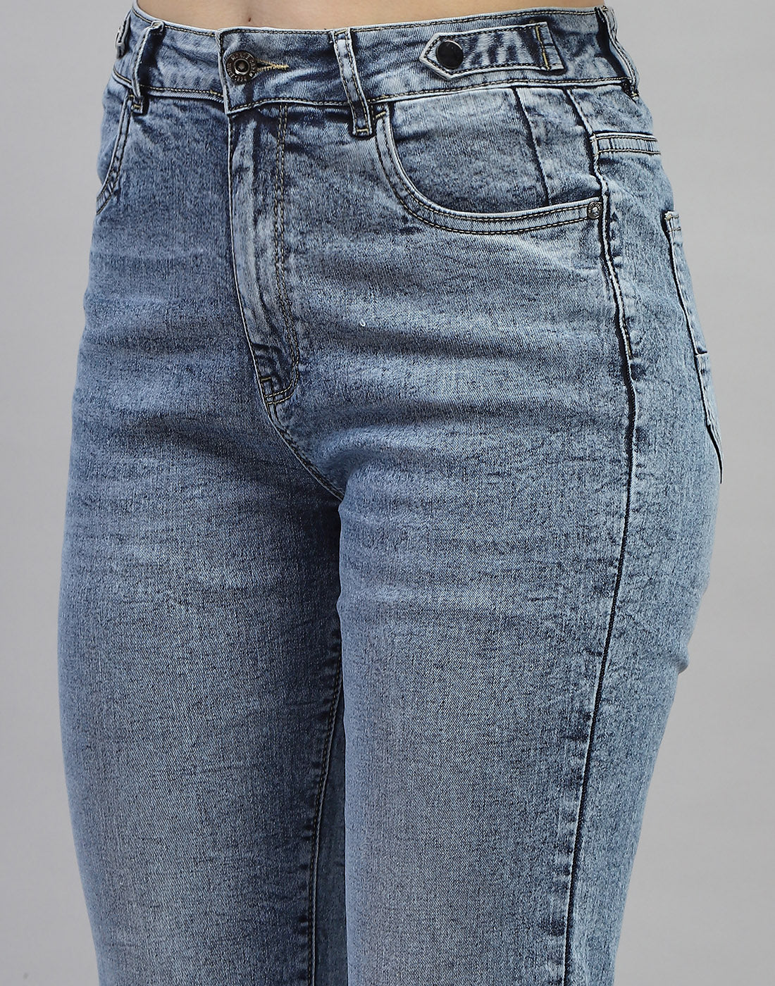 Women Blue Solid Regular Fit Denim - Image 6