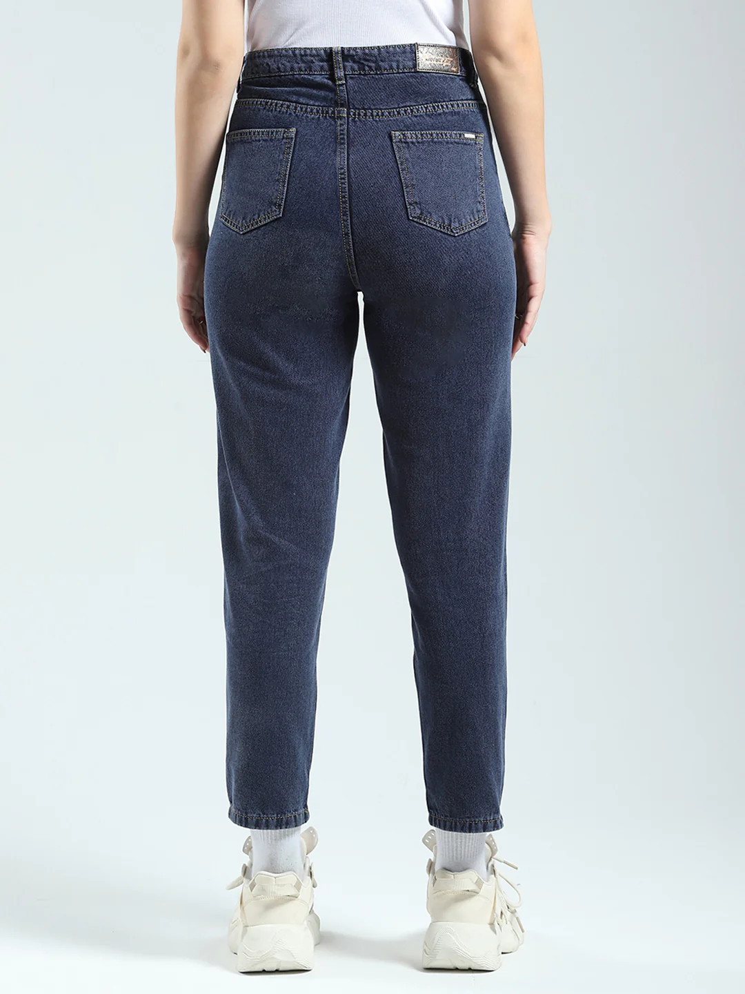 Women Blue Solid Regular Fit Denim - Image 5