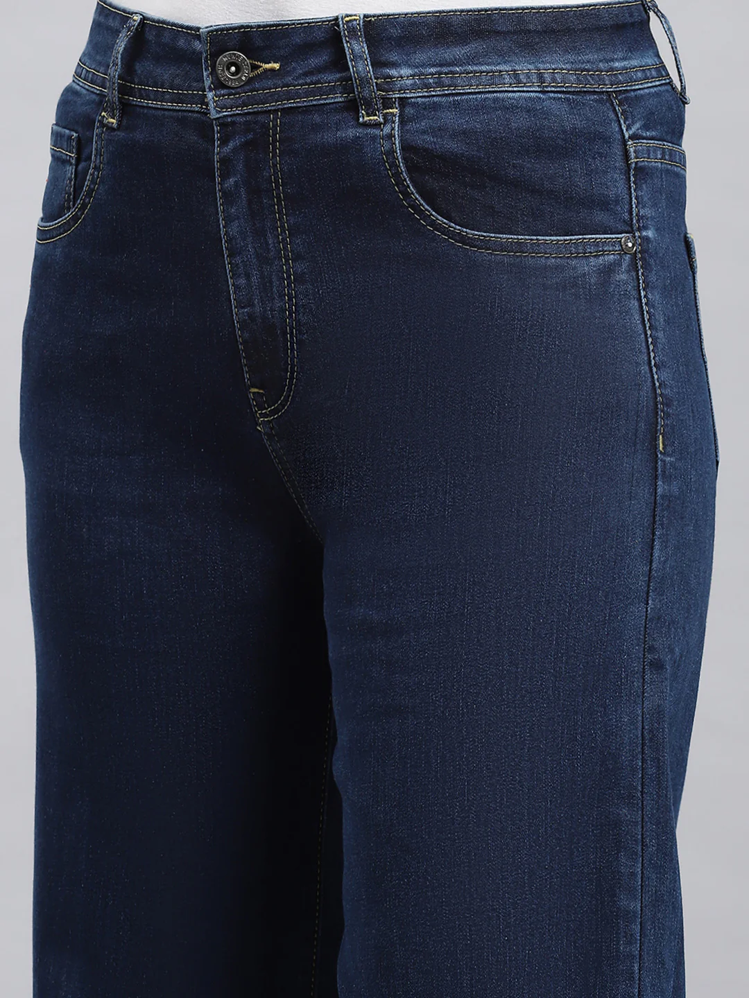Women Blue Solid Regular Fit Denims - Image 6
