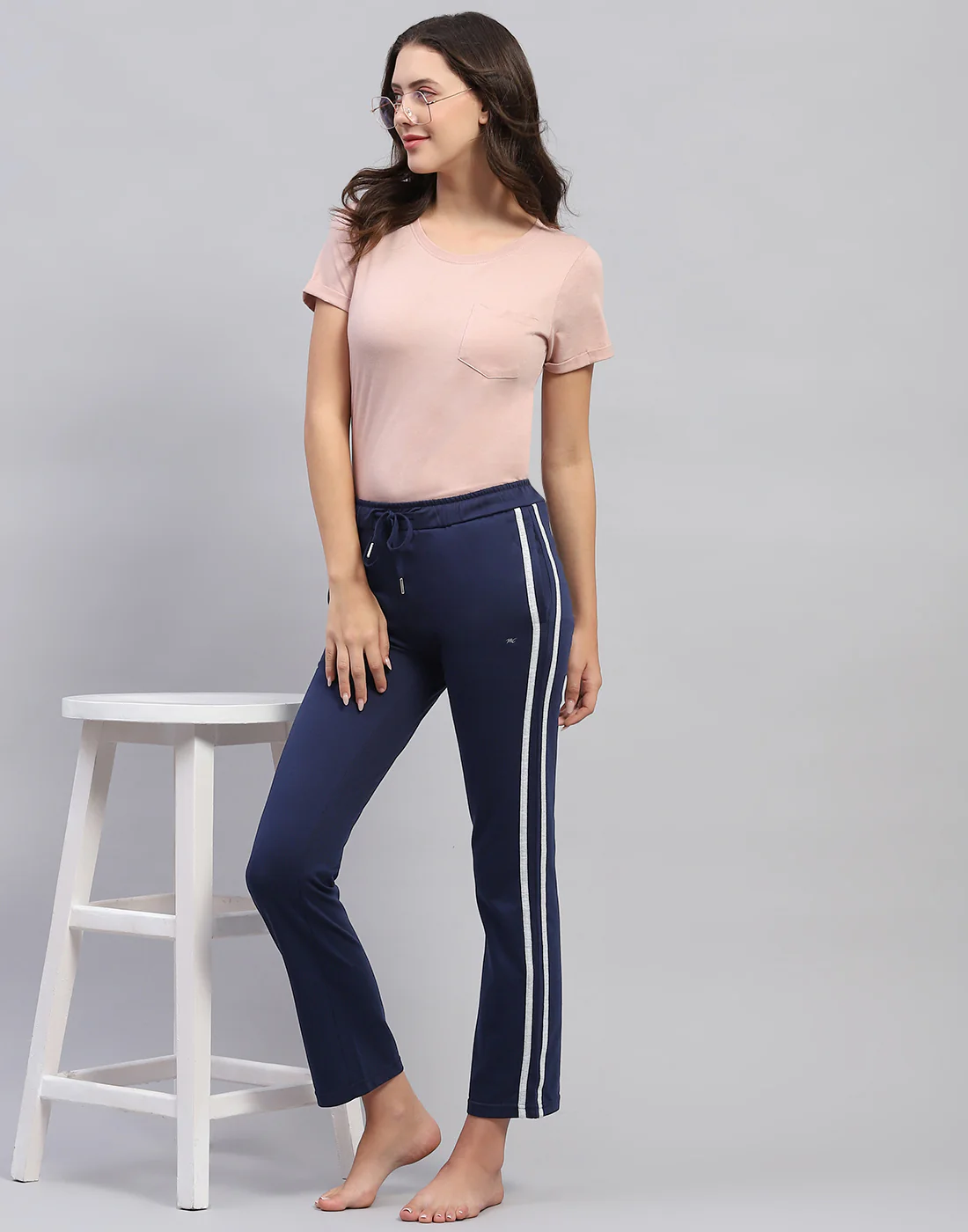 Women Blue Solid Regular Fit Lower - Image 2