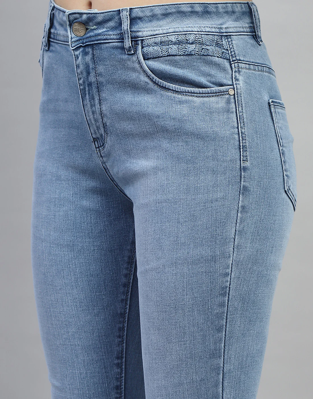 Women Blue Solid Slim Fit Denim - Image 6