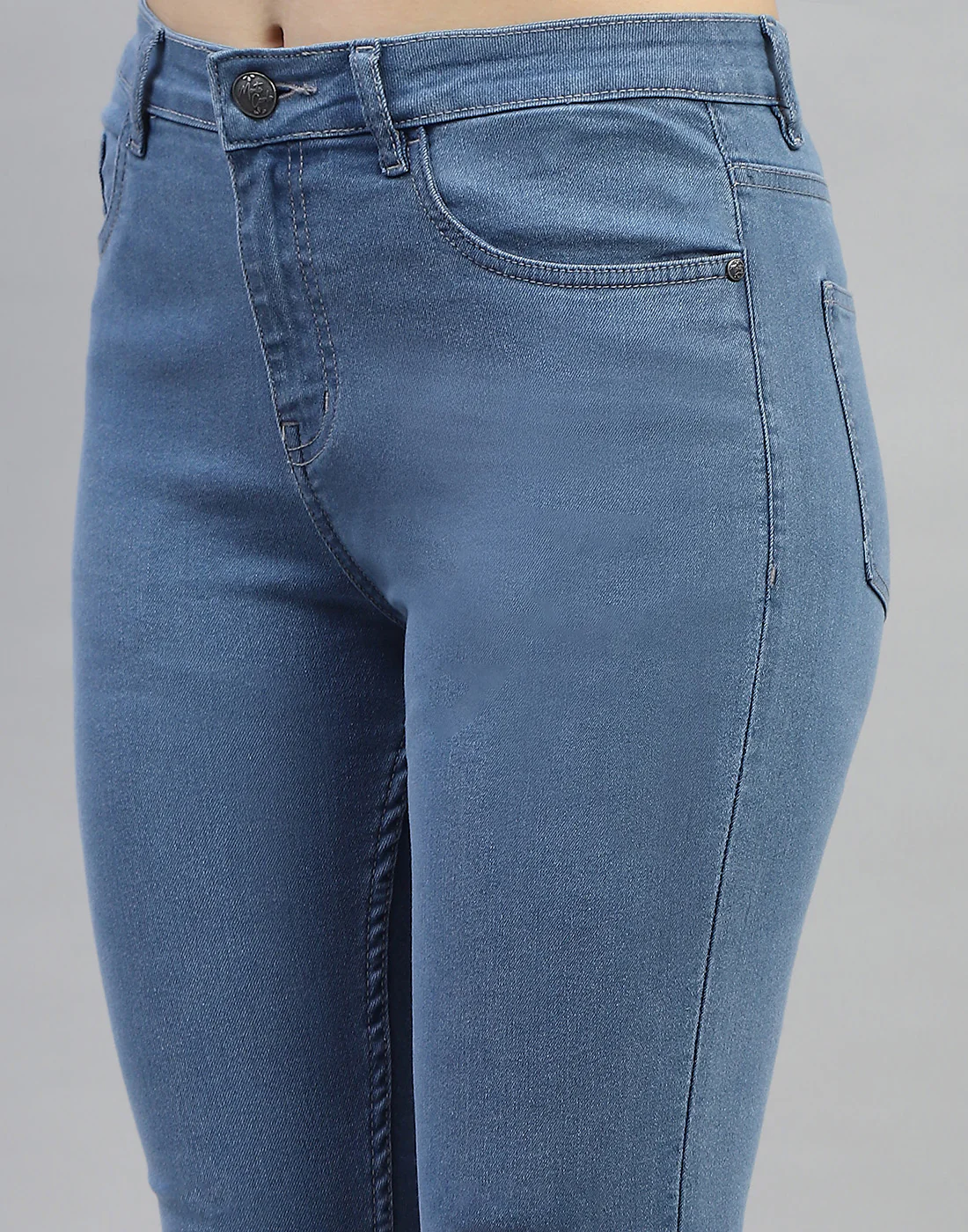 Women Blue Solid Slim Fit Denim - Image 6
